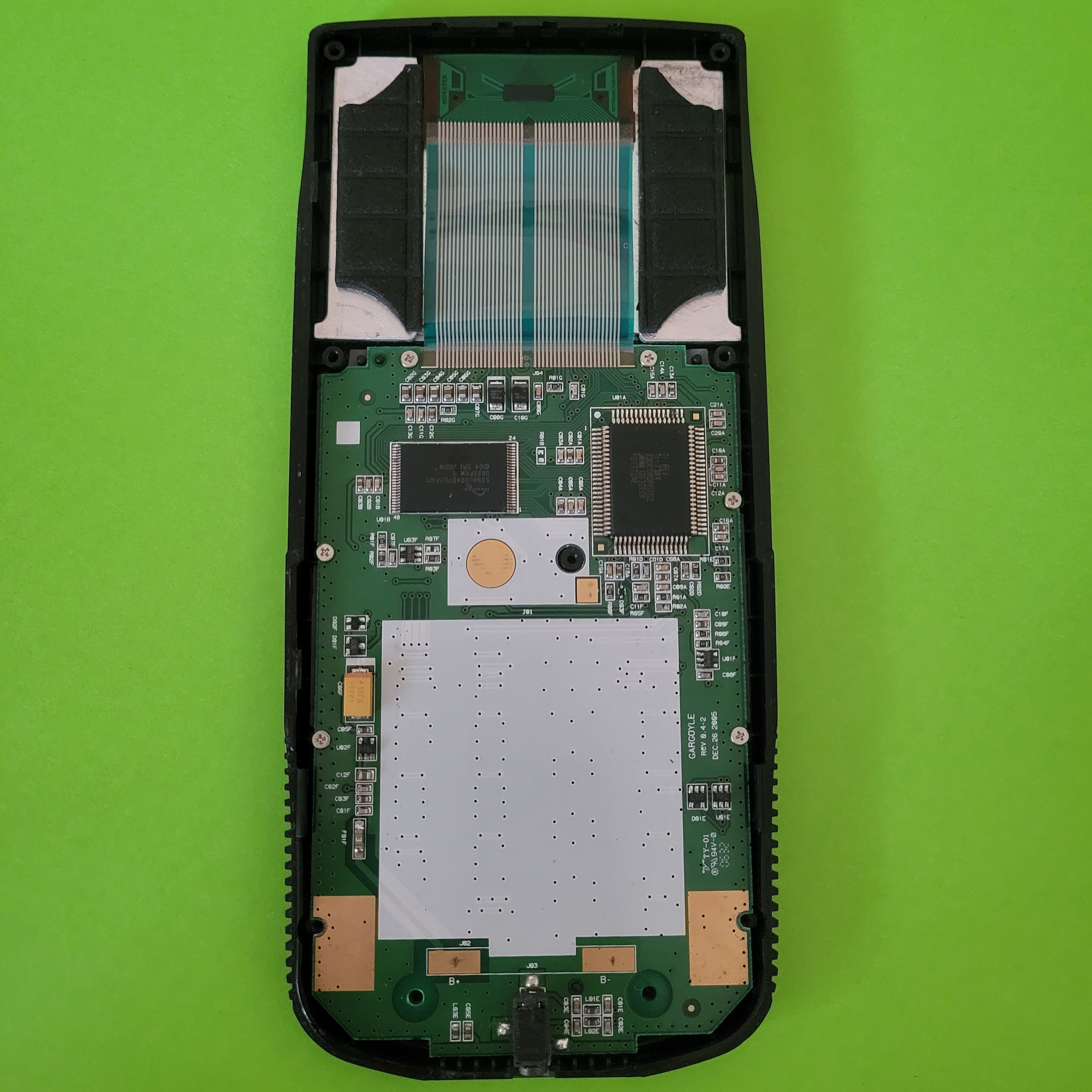 An image of the inside of a texas instruments ti83 plus graphing calculator